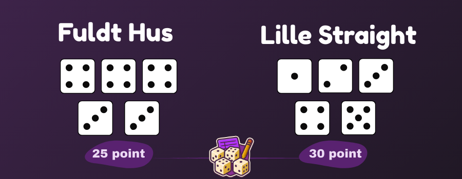 Yatzy Fuldt Hus og Lille Straight